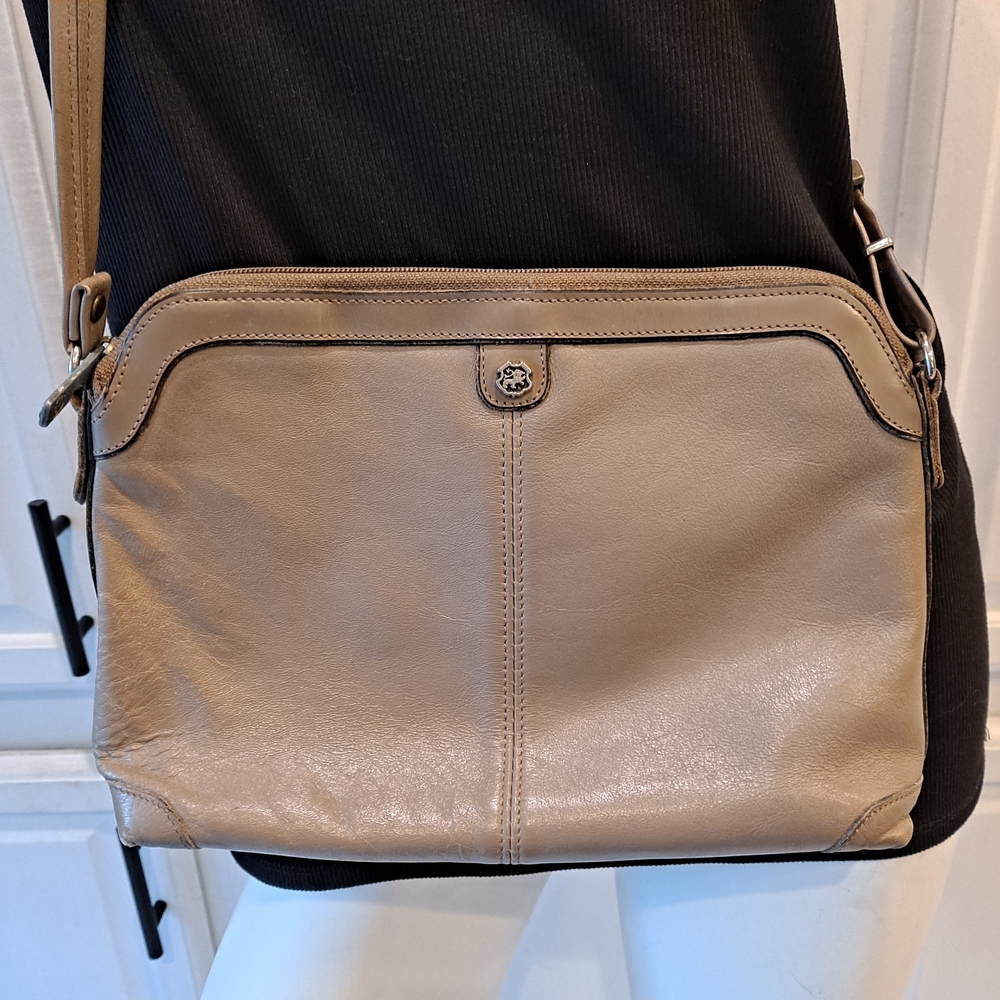 John Romain - Vintage 70s Taupe Leather Crossbody Bag